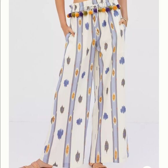 New Anthropologie Ollari Pom Pom Wide-Leg Pants XS #037 - Picture 2 of 5